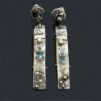 Aretes de Piedra Azul Hechos a Mano