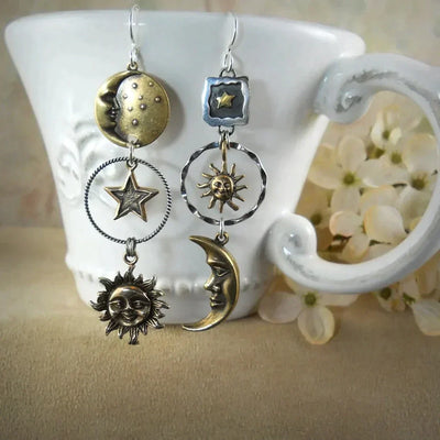 Aretes Colgante Sol-Luna