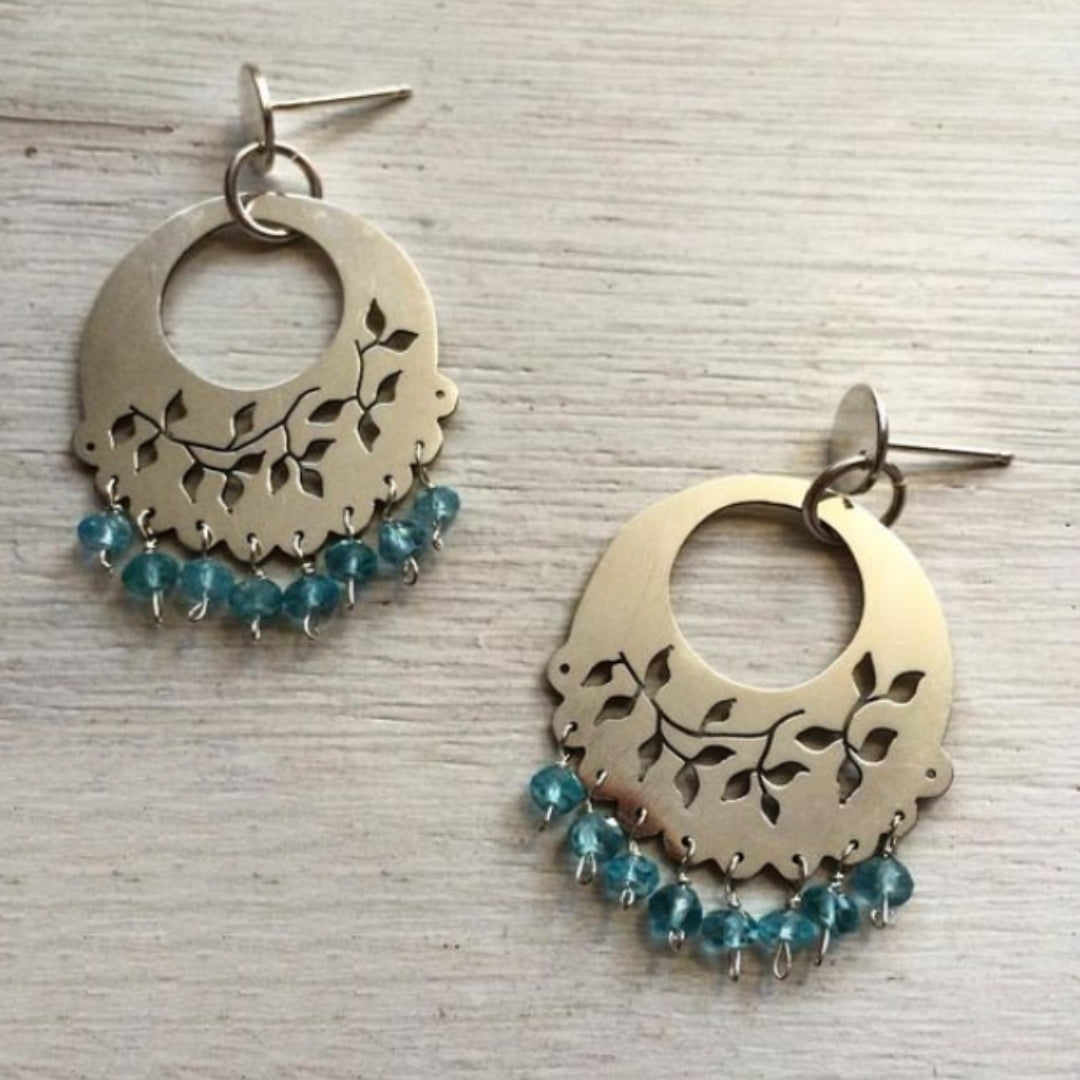 Aretes con Cristales Azules Vintage