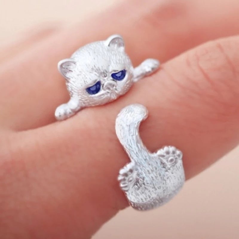 Anillo Ajustable Gatito de Plata 925