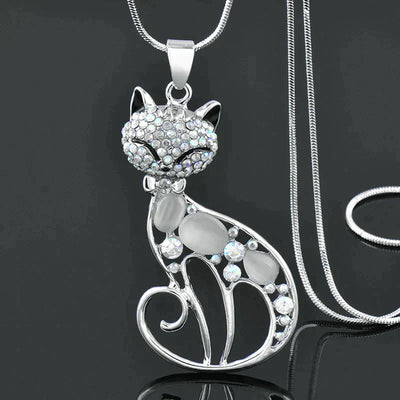 Collar Gatos del Amor en Plata y Circonitas Incrustadas