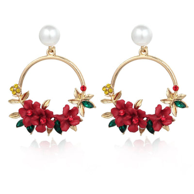 Aretes de Flores y Perlas en Oro