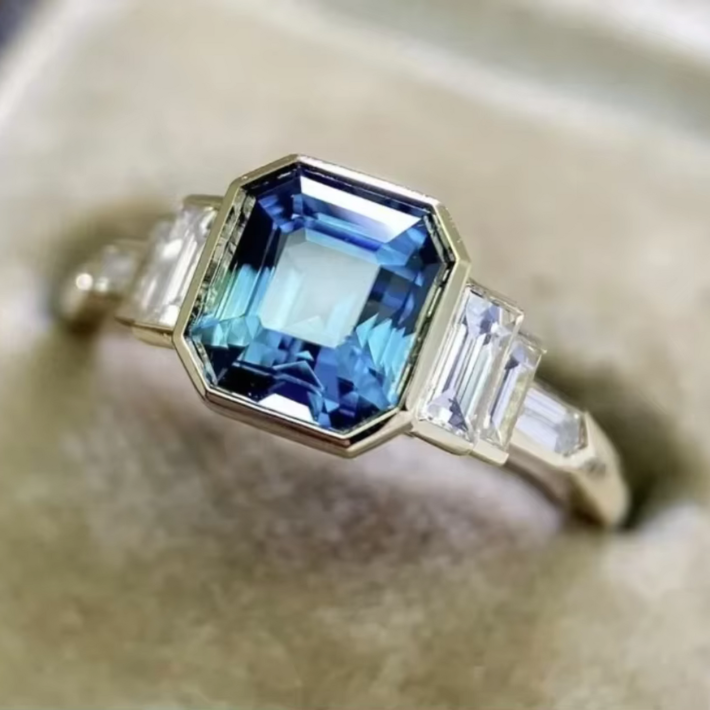 Anillo Azul Plata Vintage