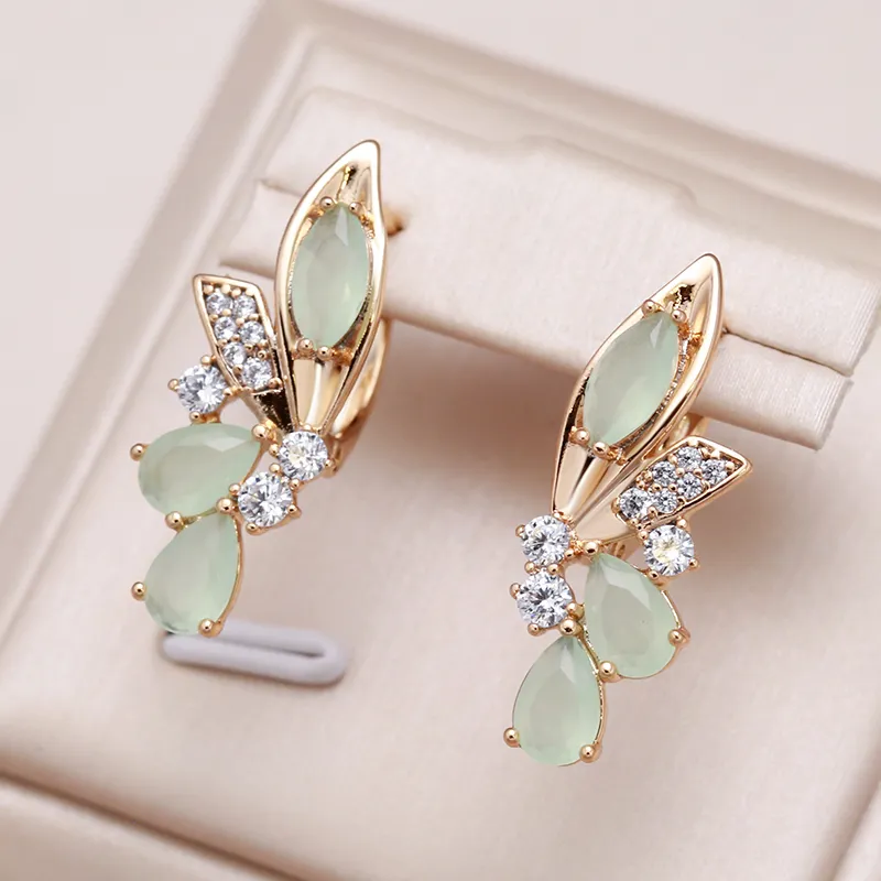 Elegantes Aretes de Cristal Alas Verdes