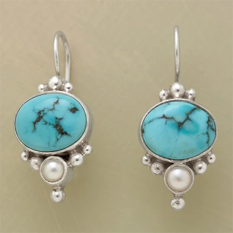 Aretes Vintage Piedra Azul