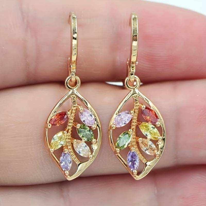 Aretes Vintage Hoja de Cristal Multicolor