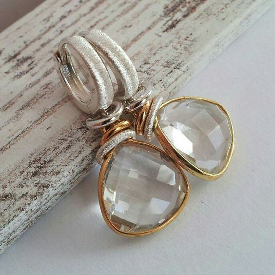 Aretes Cristal Blanco Vintage