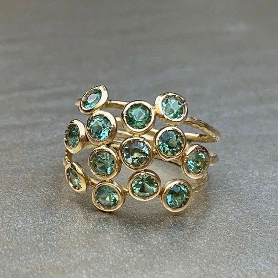 Anillo Verde Cristal Vintage