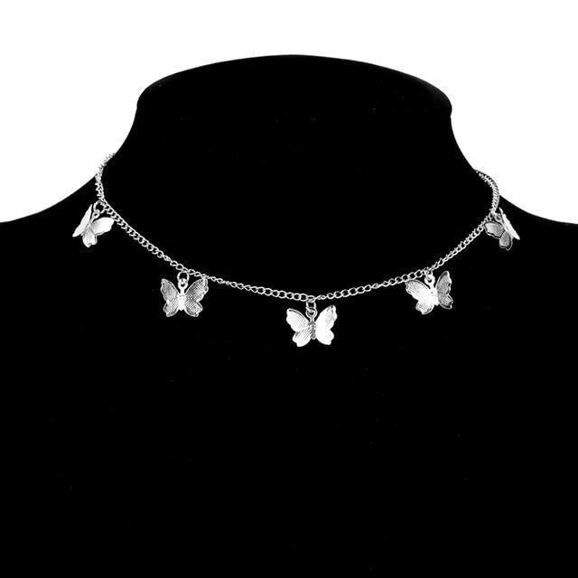 Collar de Mariposas en Plata y Baño de Oro